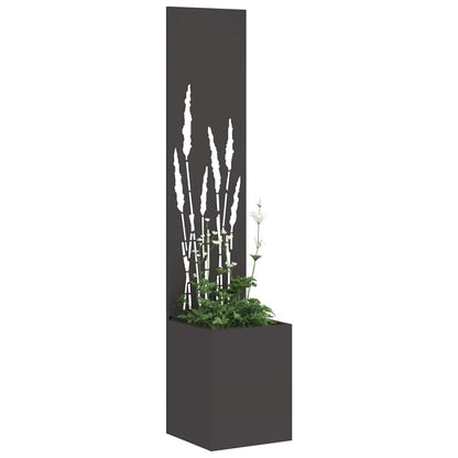 Blumentopf mit dekorativem Paneel Schwarz 32 x 140 cm