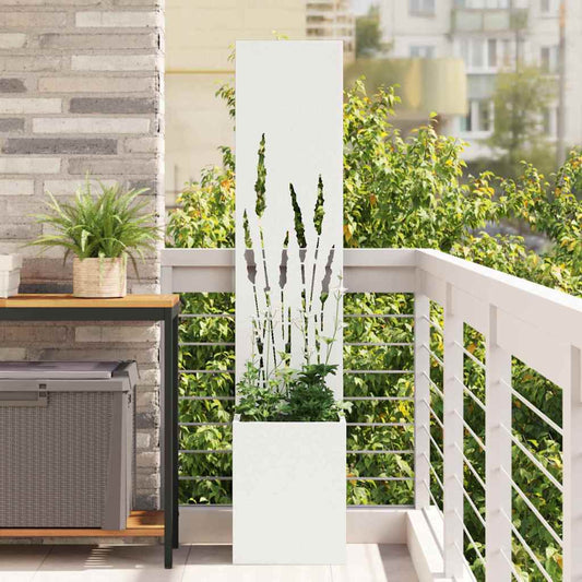 Blumentopf mit dekorativem Paneel Weiß 32 x 140 cm