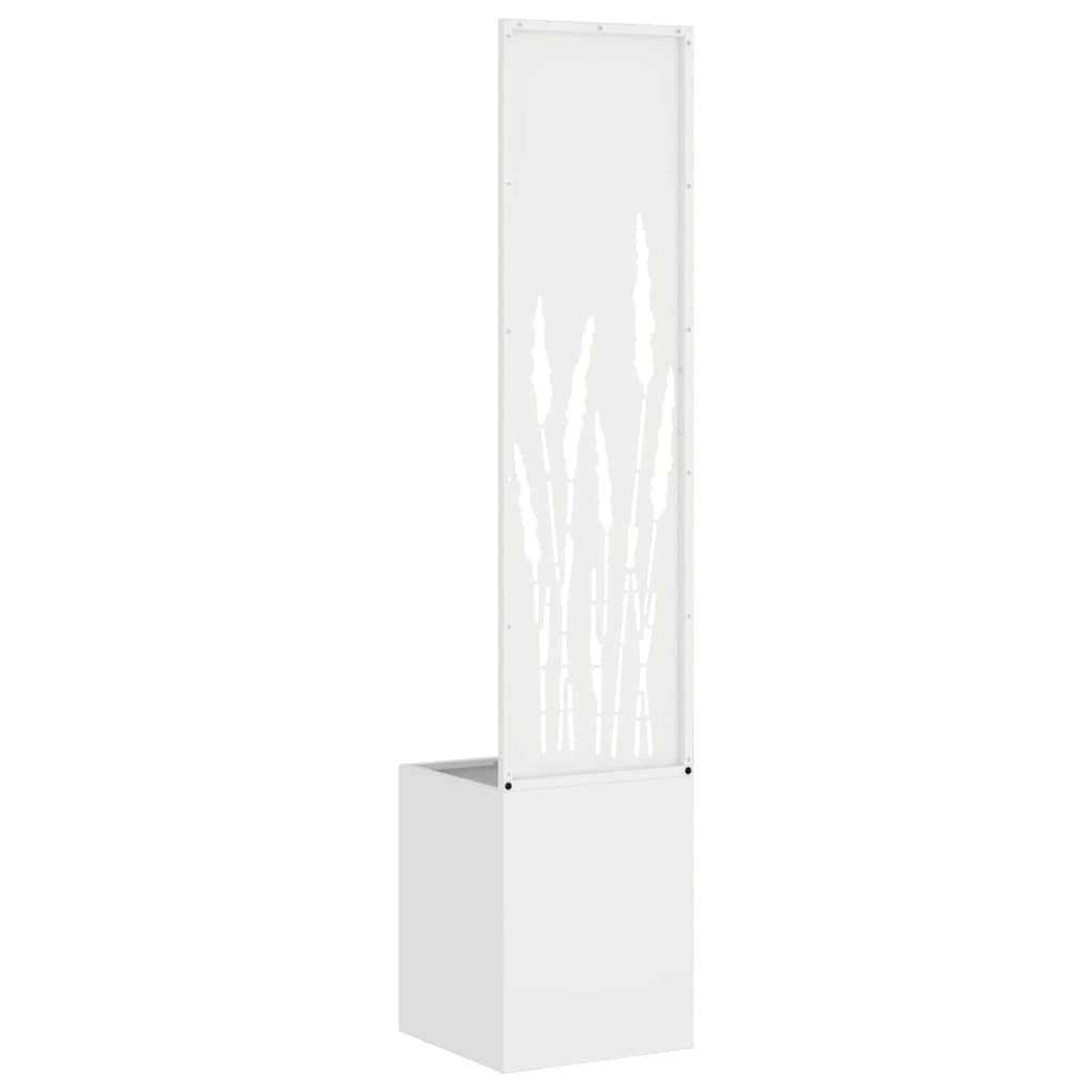 Blumentopf mit dekorativem Paneel Weiß 32 x 140 cm