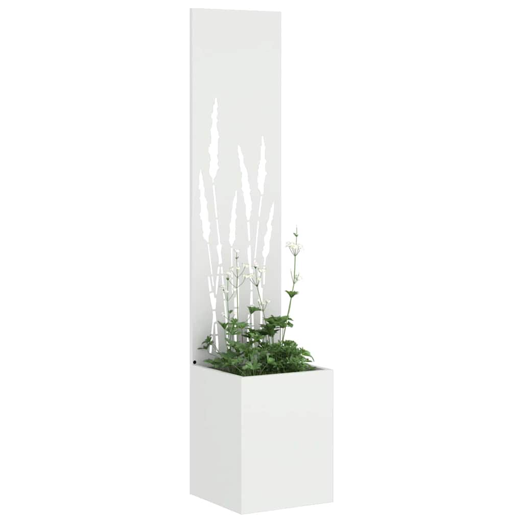 Blumentopf mit dekorativem Paneel Weiß 32 x 140 cm