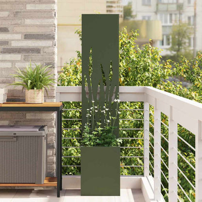 Blumentopf mit dekorativem Paneel Olivgrün 32 x 140 cm