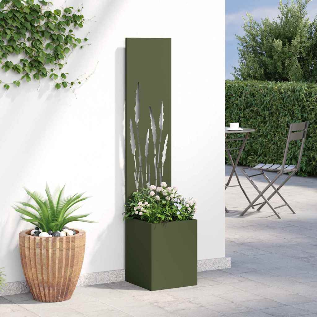 Blumentopf mit dekorativem Paneel Olivgrün 32 x 140 cm