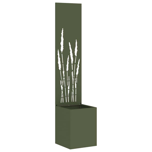 Blumentopf mit dekorativem Paneel Olivgrün 32 x 140 cm