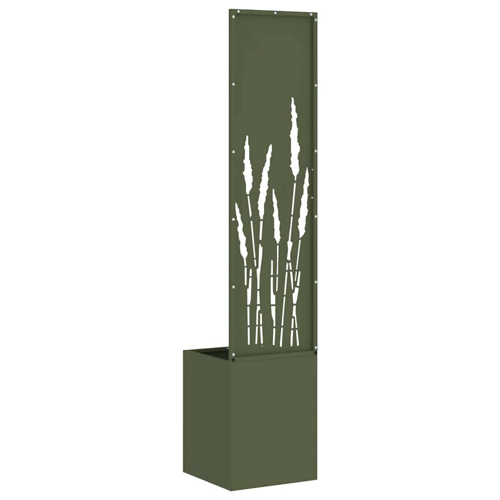 Blumentopf mit dekorativem Paneel Olivgrün 32 x 140 cm