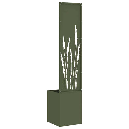 Blumentopf mit dekorativem Paneel Olivgrün 32 x 140 cm