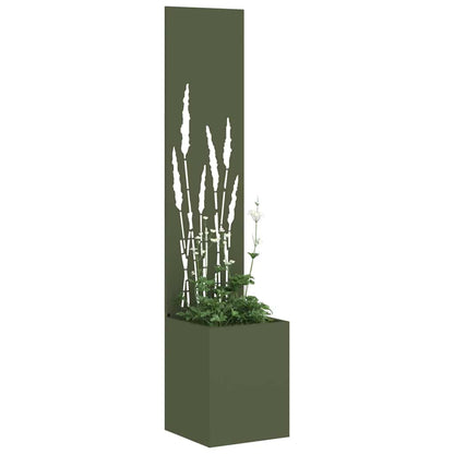Blumentopf mit dekorativem Paneel Olivgrün 32 x 140 cm