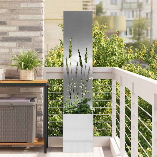 Blumentopf mit dekorativem Paneel Silber 32 x 140 cm Edelstahl