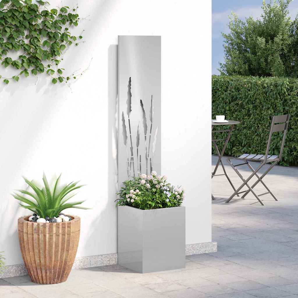 Blumentopf mit dekorativem Paneel Silber 32 x 140 cm Edelstahl