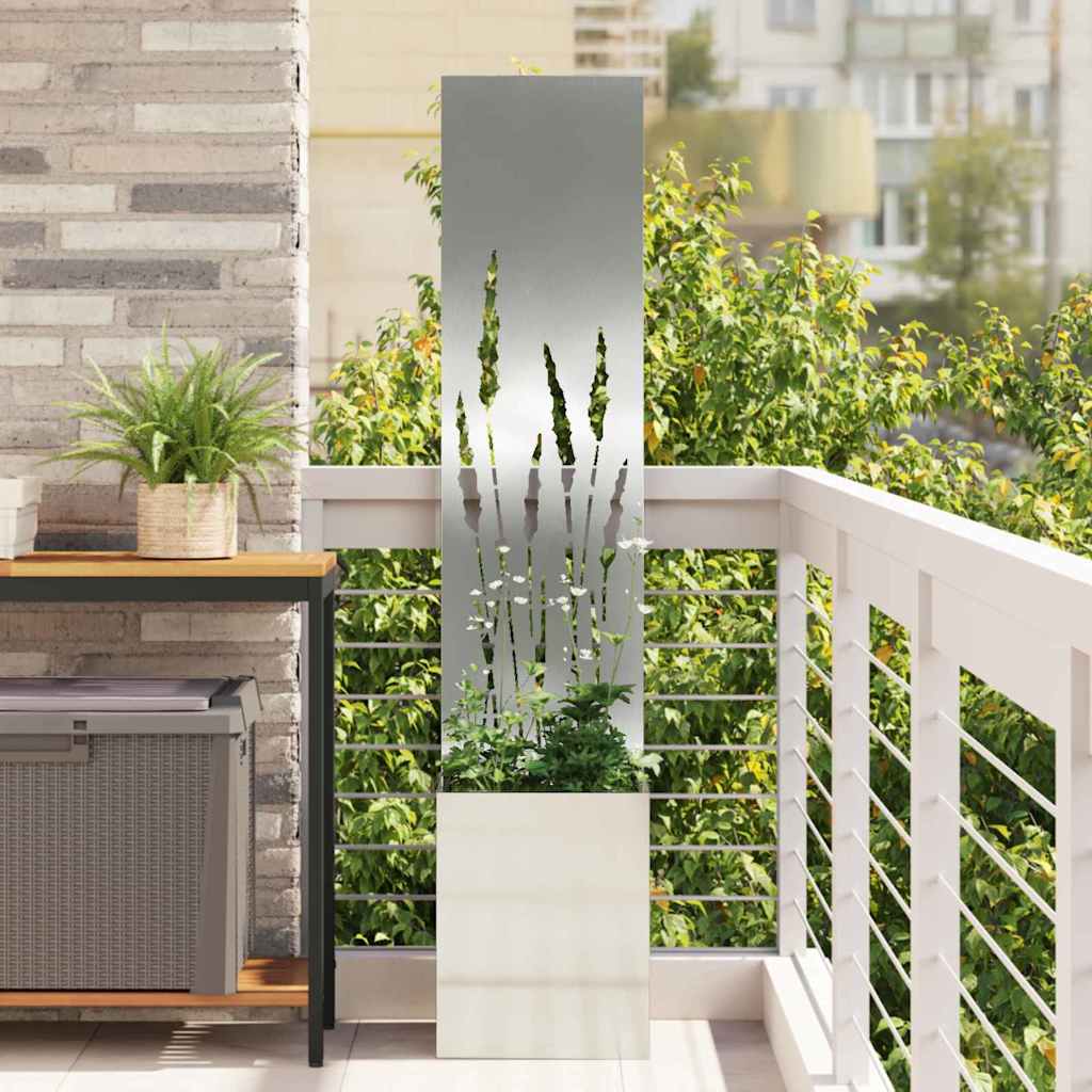 Blumentopf mit dekorativem Paneel Silber 32 x 140 cm