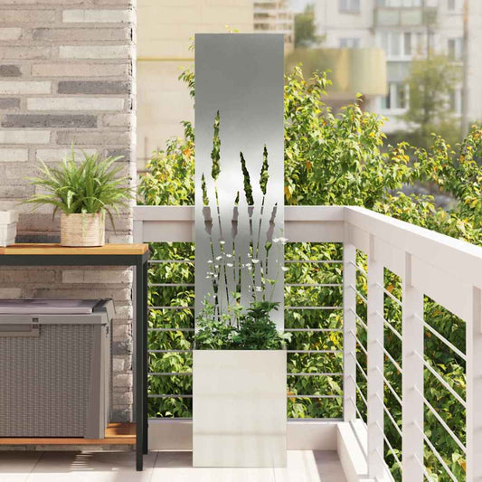 Blumentopf mit dekorativem Paneel Silber 32 x 140 cm