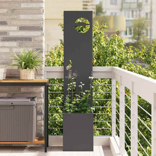 Blumentopf mit dekorativem Paneel Schwarz 32 x 140 cm