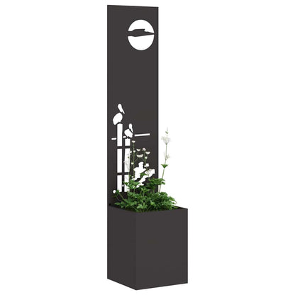 Blumentopf mit dekorativem Paneel Schwarz 32 x 140 cm