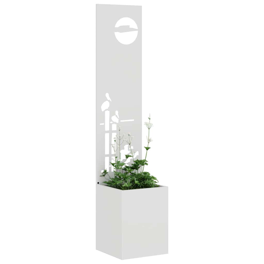 Blumentopf mit dekorativem Paneel Weiß 32 x 140 cm