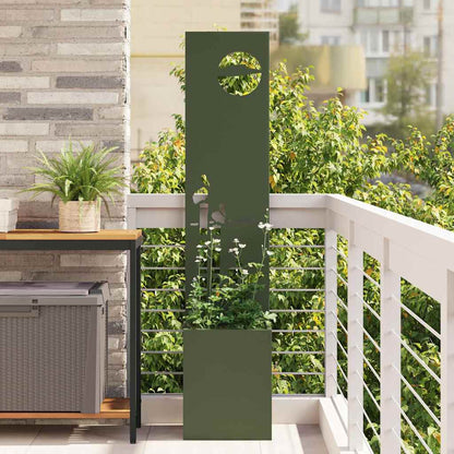 Blumentopf mit dekorativem Paneel Olivgrün 32 x 140 cm