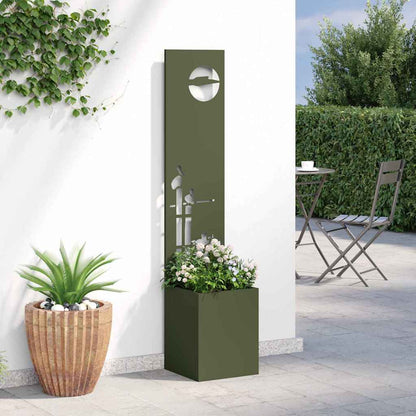 Blumentopf mit dekorativem Paneel Olivgrün 32 x 140 cm
