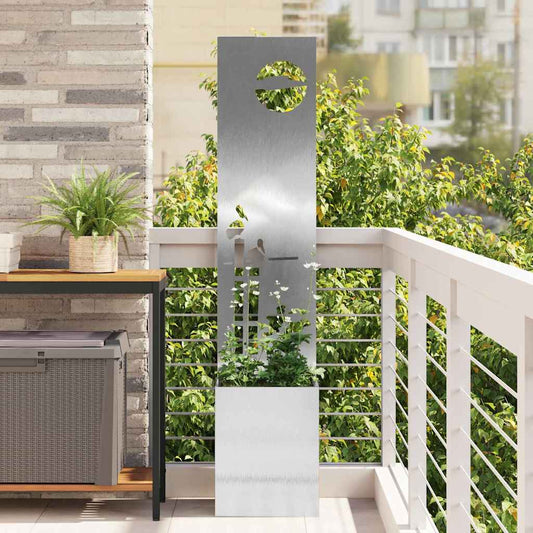 Blumentopf mit dekorativem Paneel Silber 32 x 140 cm Edelstahl