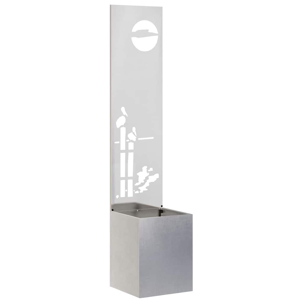 Blumentopf mit dekorativem Paneel Silber 32 x 140 cm Edelstahl