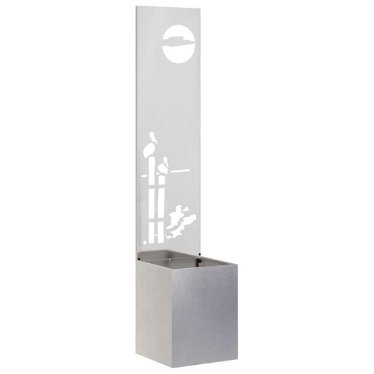 Blumentopf mit dekorativem Paneel Silber 32 x 140 cm Edelstahl