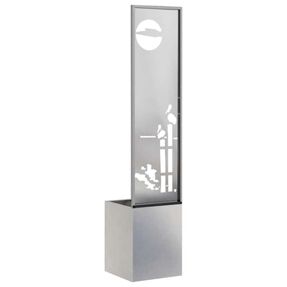 Blumentopf mit dekorativem Paneel Silber 32 x 140 cm Edelstahl