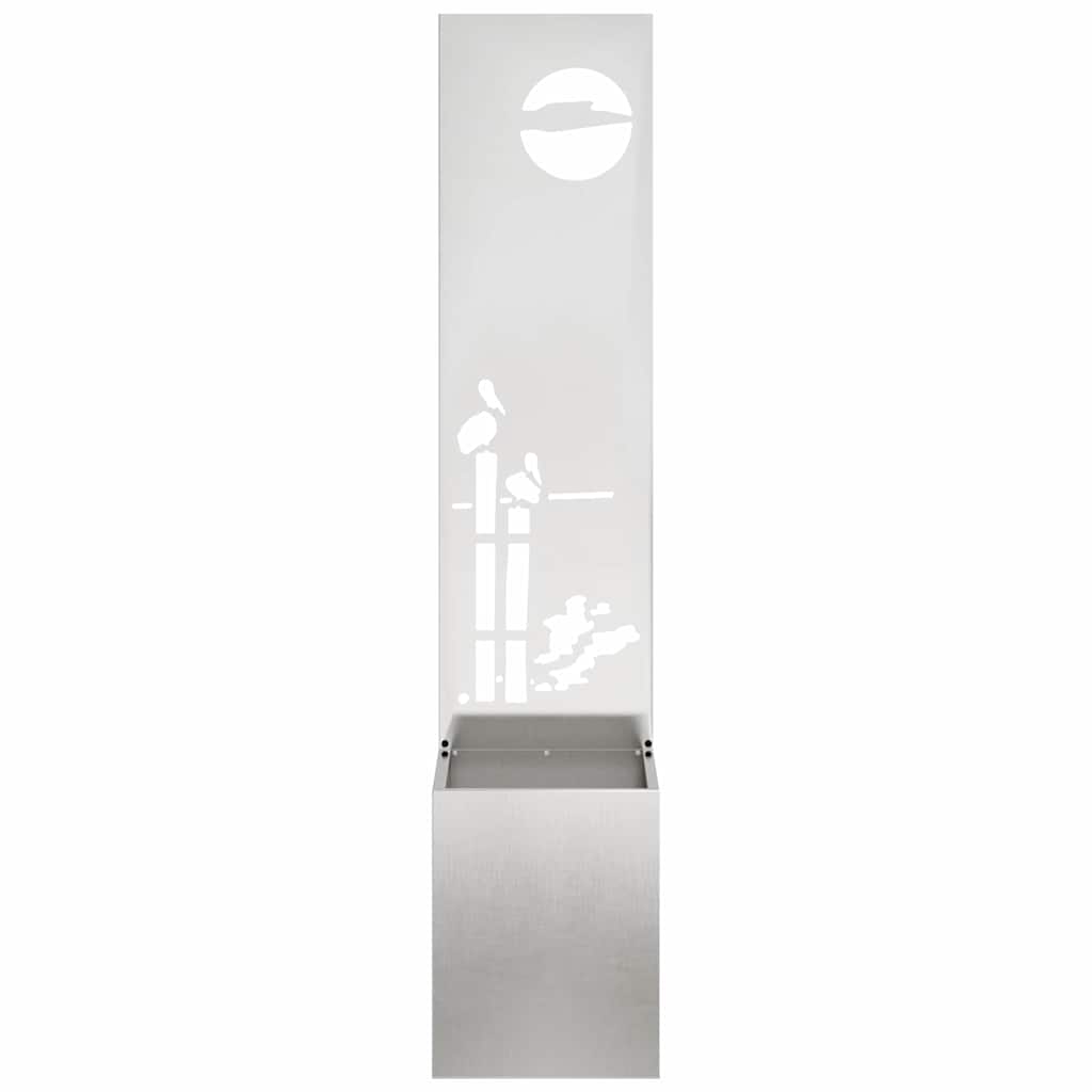 Blumentopf mit dekorativem Paneel Silber 32 x 140 cm Edelstahl