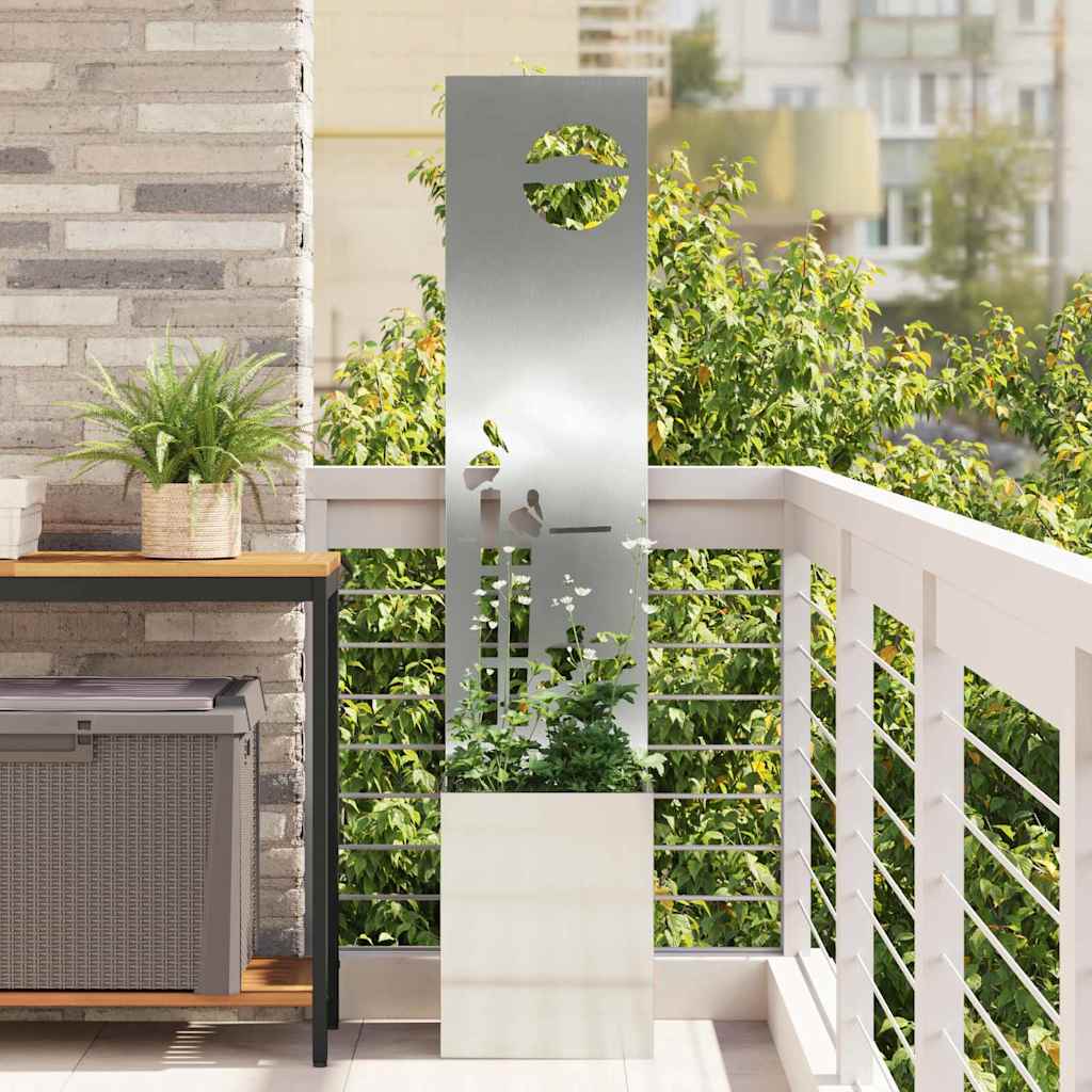 Blumentopf mit dekorativem Paneel Silber 32 x 140 cm