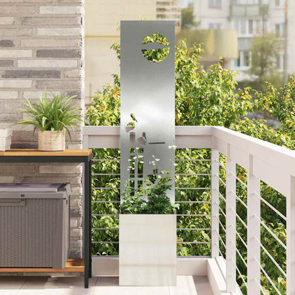 Blumentopf mit dekorativem Paneel Silber 32 x 140 cm