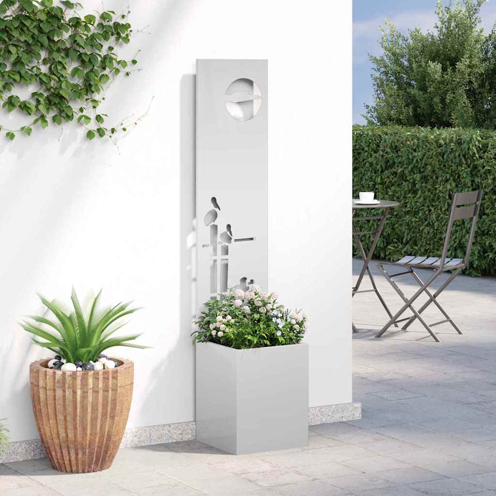 Blumentopf mit dekorativem Paneel Silber 32 x 140 cm
