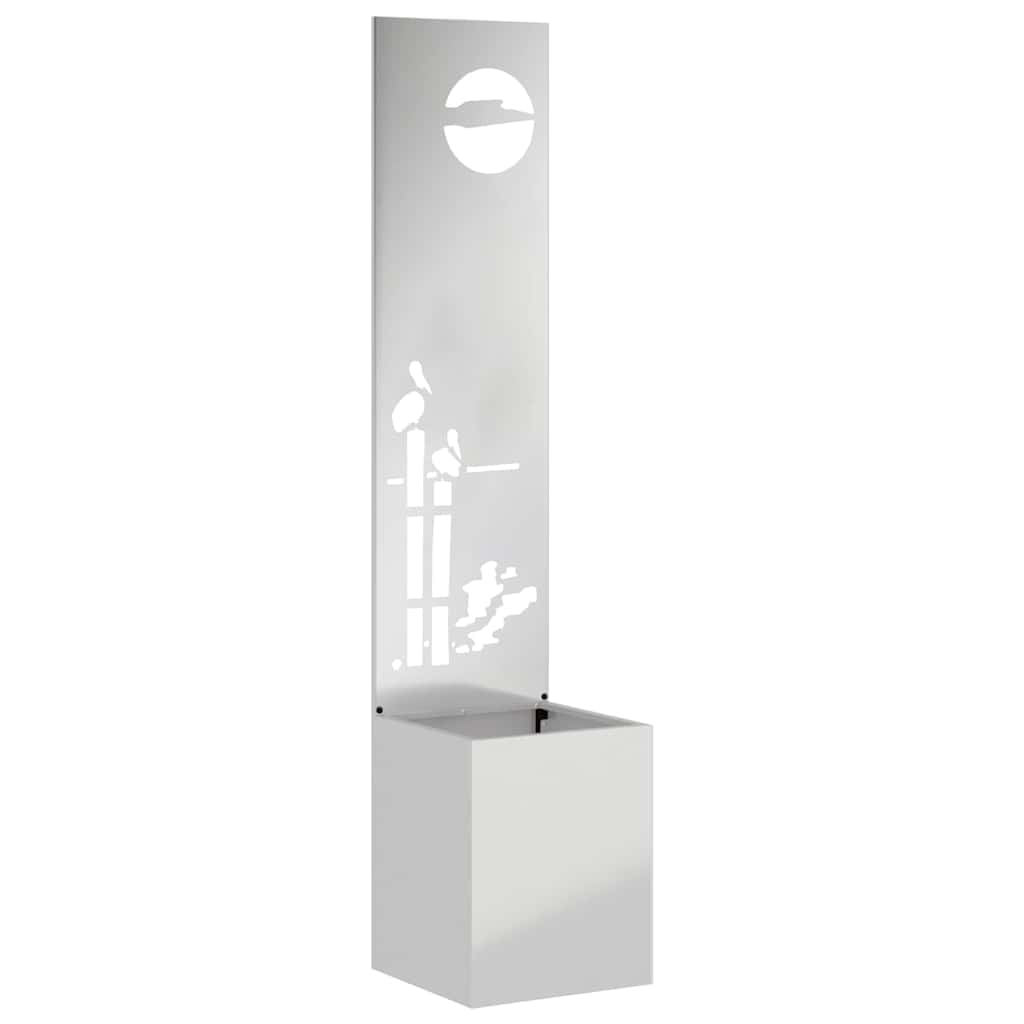 Blumentopf mit dekorativem Paneel Silber 32 x 140 cm