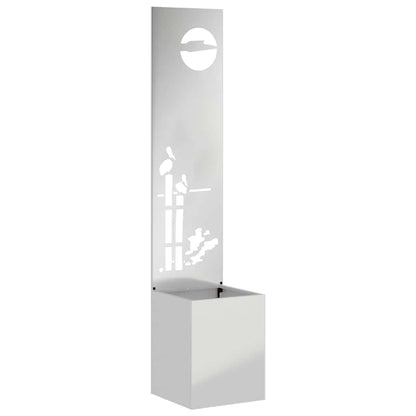 Blumentopf mit dekorativem Paneel Silber 32 x 140 cm