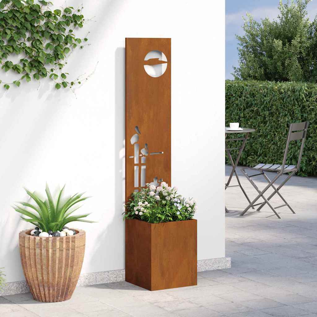 Blumentopf mit dekorativem Paneel Rostig 32 x 140 cm