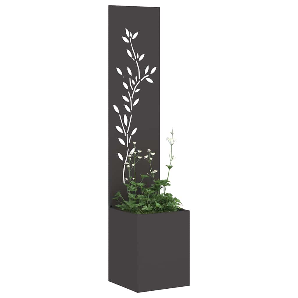 Garten Sichtschutz-Leinwand Floral Schwarz 32 x 140 cm