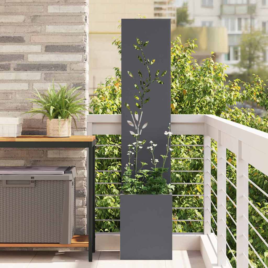 Garten Sichtschutz-Leinwand Floral Anthrazit 32 x 140 cm