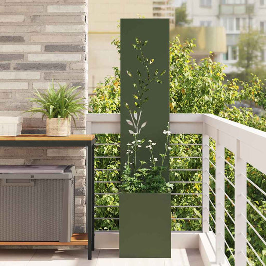 Garten Sichtschutz-Leinwand Floral Olivgrün 32 x 140 cm