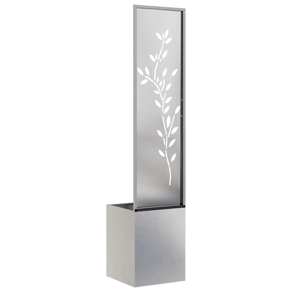 Garten Sichtschutz-Leinwand Floral Silber 32 x 140 cm Edelstahl