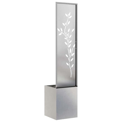Garten Sichtschutz-Leinwand Floral Silber 32 x 140 cm Edelstahl