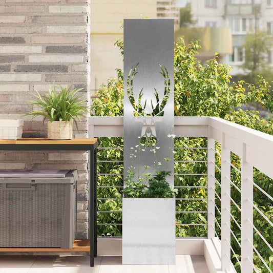 Garten Sichtschutz-Leinwand Silber 32 x 140 cm Edelstahl