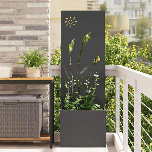 Blumentopf mit dekorativem Paneel Schwarz 50 x 140 cm