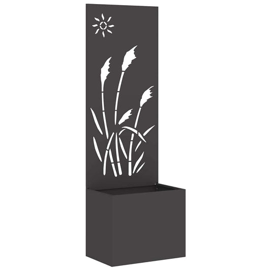 Blumentopf mit dekorativem Paneel Schwarz 50 x 140 cm