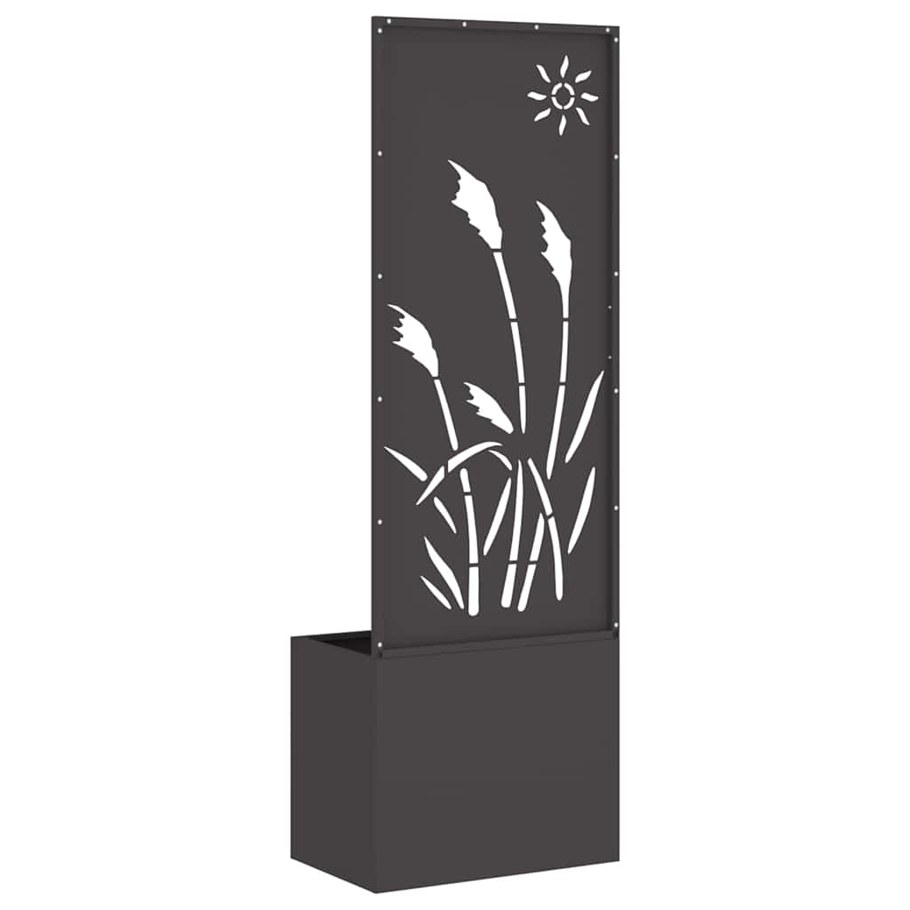 Blumentopf mit dekorativem Paneel Schwarz 50 x 140 cm