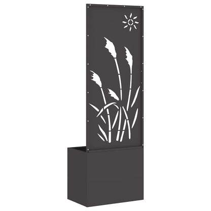 Blumentopf mit dekorativem Paneel Schwarz 50 x 140 cm