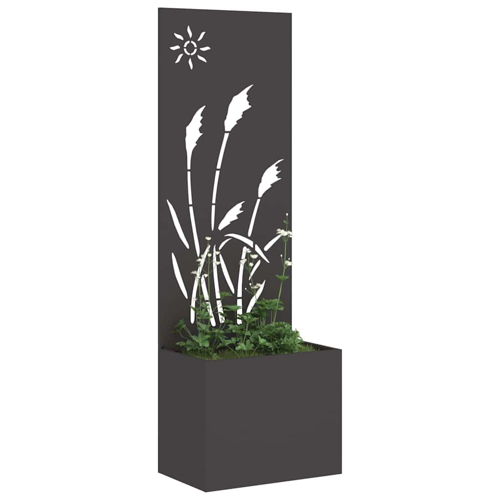 Blumentopf mit dekorativem Paneel Schwarz 50 x 140 cm