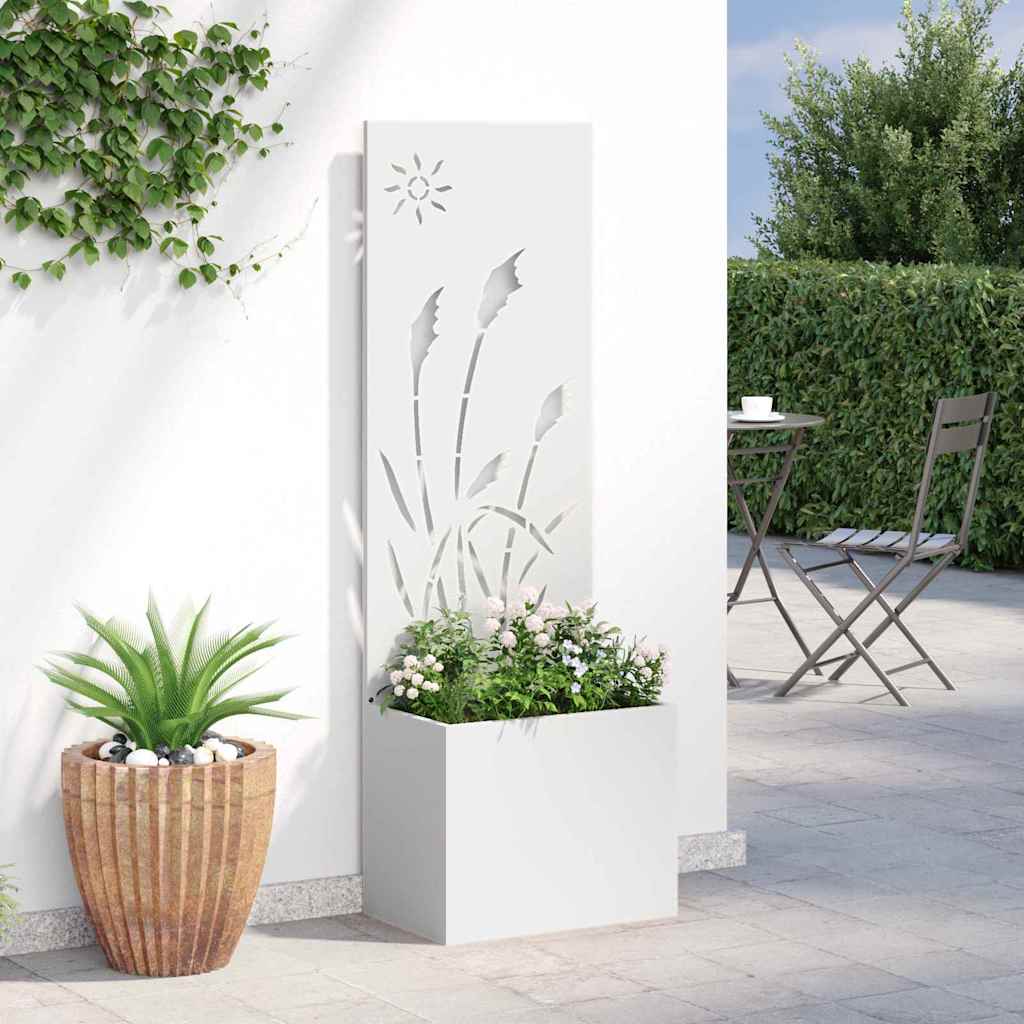 Blumentopf mit dekorativem Paneel Weiß 50 x 140 cm