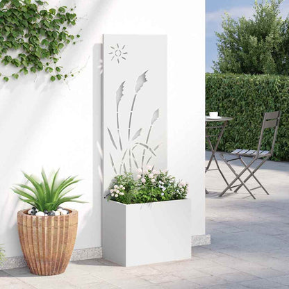 Blumentopf mit dekorativem Paneel Weiß 50 x 140 cm