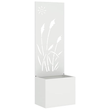 Blumentopf mit dekorativem Paneel Weiß 50 x 140 cm