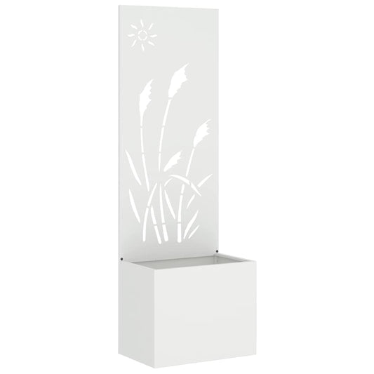 Blumentopf mit dekorativem Paneel Weiß 50 x 140 cm