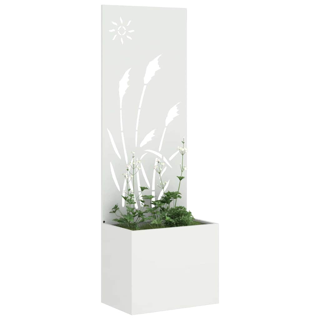 Blumentopf mit dekorativem Paneel Weiß 50 x 140 cm