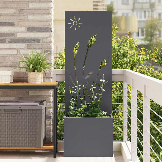 Blumentopf mit dekorativem Paneel Anthrazit 50 x 140 cm