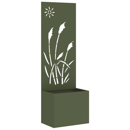 Blumentopf mit dekorativem Paneel Olivgrün 50 x 140 cm