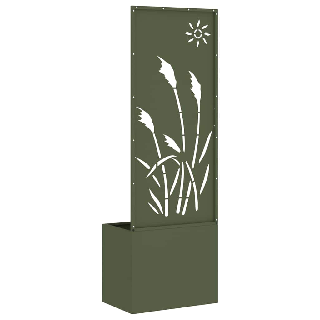 Blumentopf mit dekorativem Paneel Olivgrün 50 x 140 cm