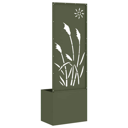 Blumentopf mit dekorativem Paneel Olivgrün 50 x 140 cm